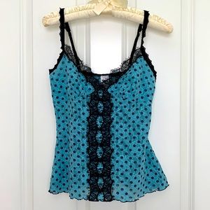 HANKY PANKY Polka Dot Lace Cami, Small, USA
